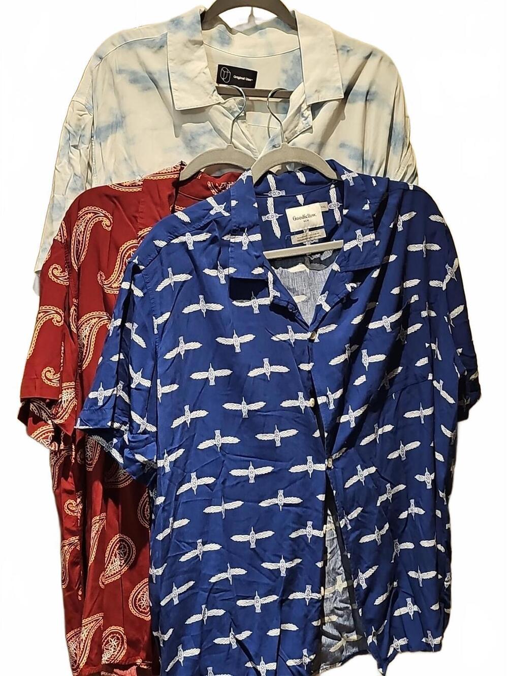 Bundle Of 3 Mens XXL Button Up 100% Rayon Short Sleeve Shirts